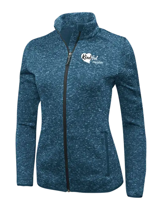 Medium Blue Heather Womens Sweater Fleece Jacket w/Kindful Health Logo