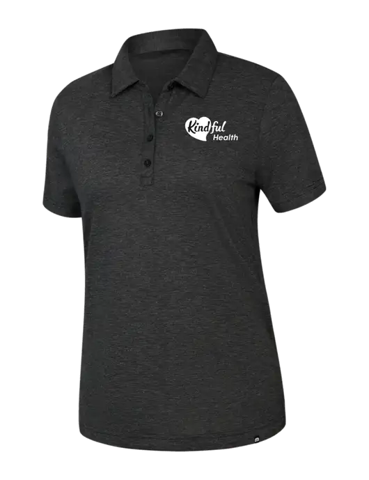 TravisMathew Womens Black Heather Sunnyvale Polo w/Kindful Health Logo