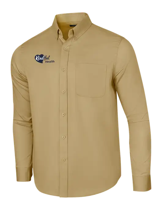 Long Sleeve Dark Tan Superpro React Twill Shirt w/Kindful Health Logo