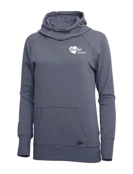 New Era True Navy Heather Womens Tri-Blend Fleece Pullover Hoodie w/Kindful Health Logo