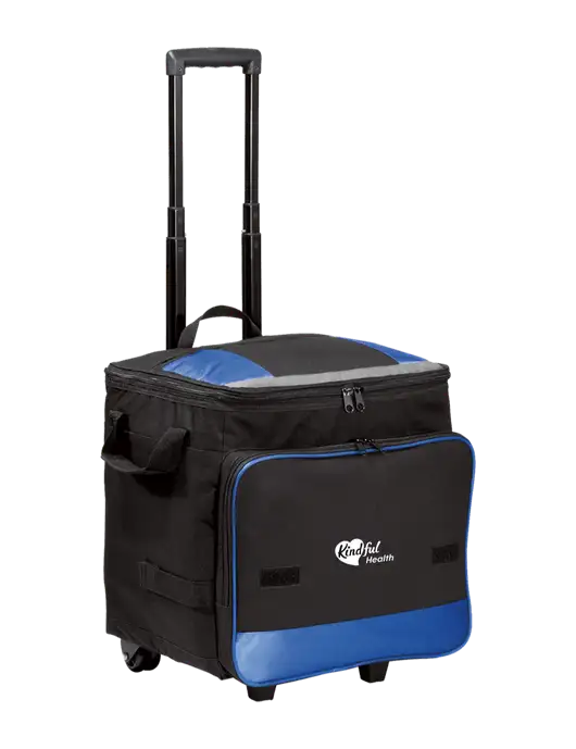 Twilight Blue Rolling Cooler w/Kindful Health Logo