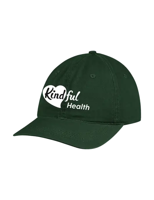 Garment Washed Unstructured Twill Dark Green Cap w/Kindful Health Logo