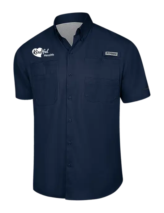 Columbia Navy PFG Tamiami II Short Sleeve Shirt w/Kindful Health Logo