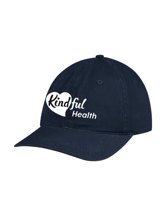 Garment Washed Unstructured Twill Navy Cap w/Kindful Health Logo