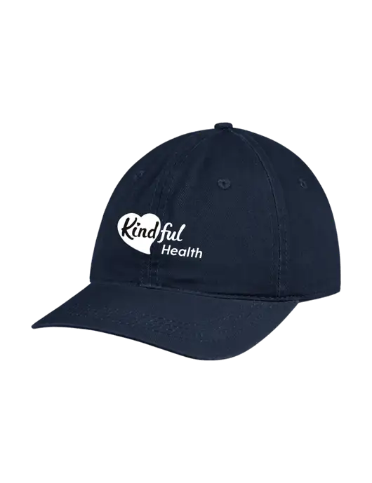Garment Washed Unstructured Twill Navy Cap w/Kindful Health Logo