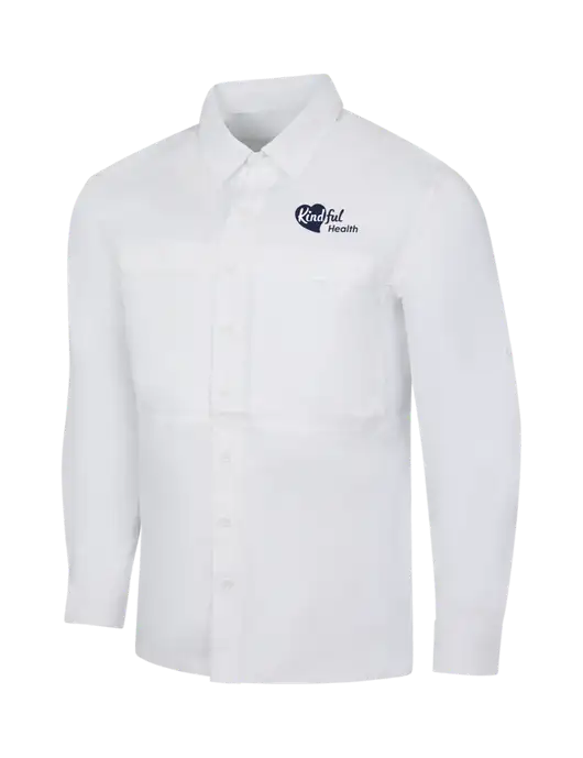 White Long Sleeve UV Daybreak Shirt w/Kindful Health Logo