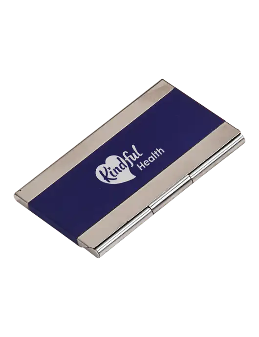 Blue 3.75 x 2.5 Business Card Holder w/Kindful Health Logo