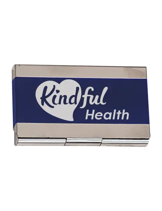 Blue 3.75 x 2.5 Business Card Holder w/Kindful Health Logo