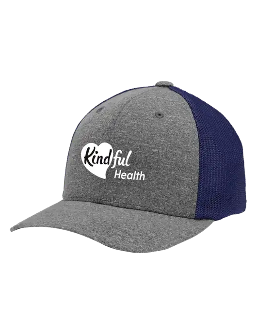 Flexfit Navy/Medium Grey Heather Melange Mesh Back Trucker Cap w/Kindful Health Logo