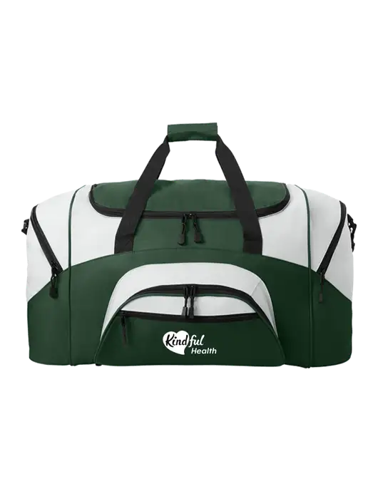 Standard Colorblock Dark Green/Light Grey Sport Duffel w/Kindful Health Logo