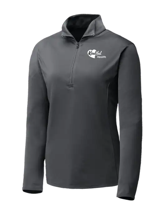 Dark Grey Womens Posicharge Competitor ¼ Zip Pullover w/Kindful Health Logo