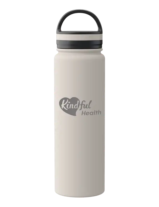 34oz Wide Mouth Stainless Steel Light Taupe Bottle w/Kindful Health Logo