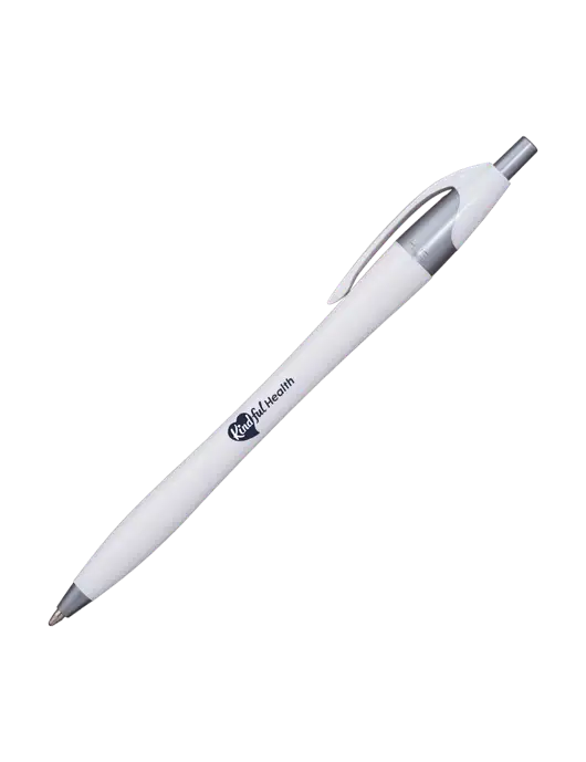 Novella White/Silver Shimmer Pen - Blue Ink w/Kindful Health Logo