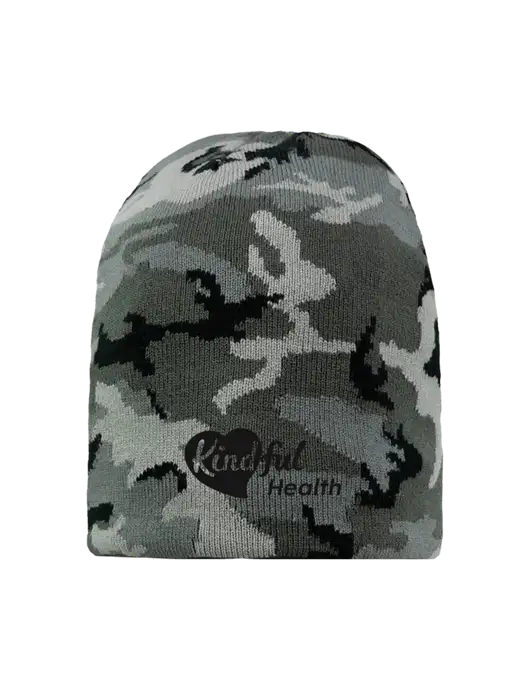 Grey Camo Element Knit Beanie w/Kindful Health Logo
