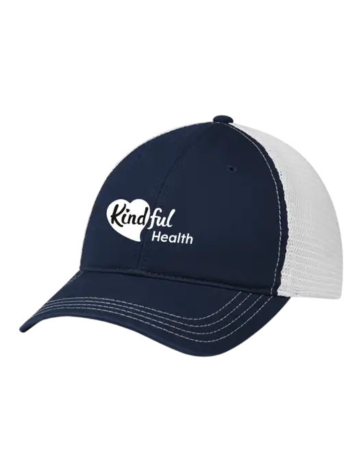 Richardson 111 Garment Washed Trucker Cap Navy w/White Mesh w/Kindful Health Logo