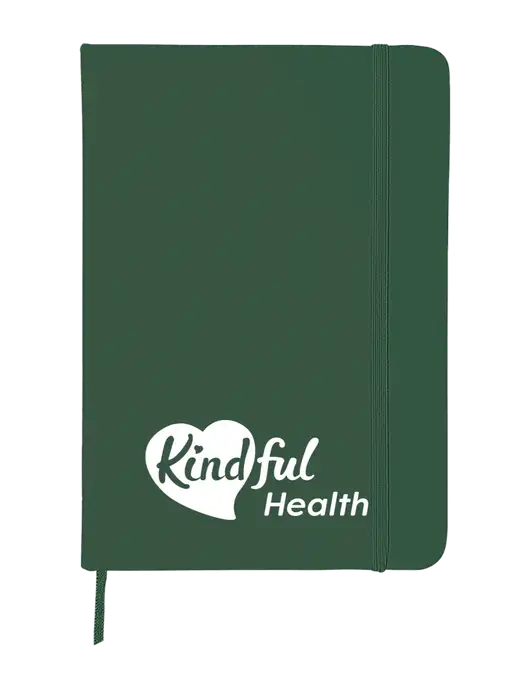 Dark Green Comfort Touch Bound Journal 5" X 7" w/Kindful Health Logo