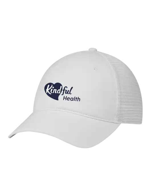 Richardson 111 Garment Washed Trucker Cap White w/White Mesh w/Kindful Health Logo