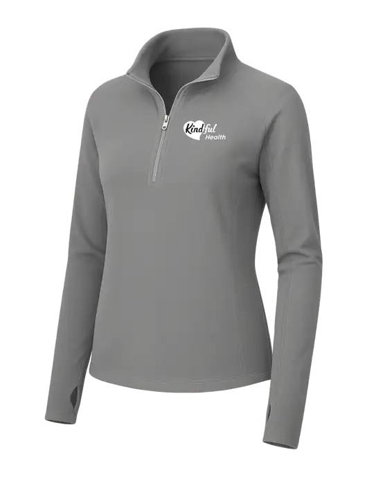 Womens Medium Grey Microfleece 1/2 Zip Pullover w/Kindful Health Logo