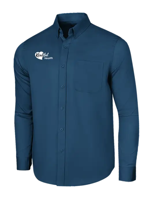 Long Sleeve Light Navy Superpro React Twill Shirt w/Kindful Health Logo