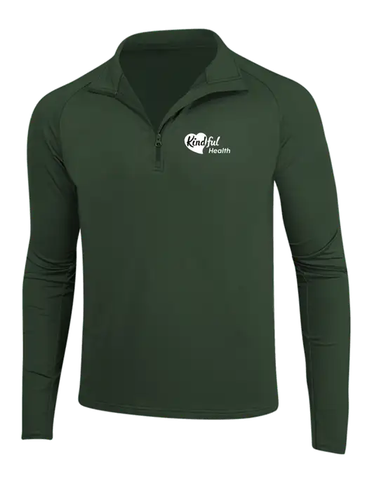 Dark Green Sport Wick Stretch 1/4 Zip Pullover w/Kindful Health Logo