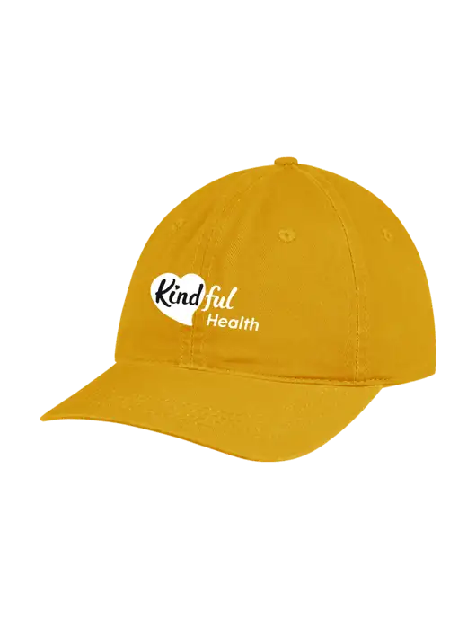 Garment Washed Unstructured Twill Yellow Gold Cap w/Kindful Health Logo