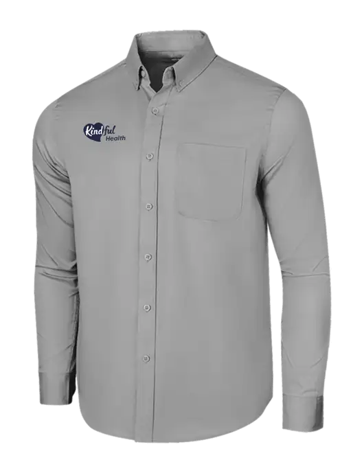 Long Sleeve Light Grey Superpro React Twill Shirt w/Kindful Health Logo