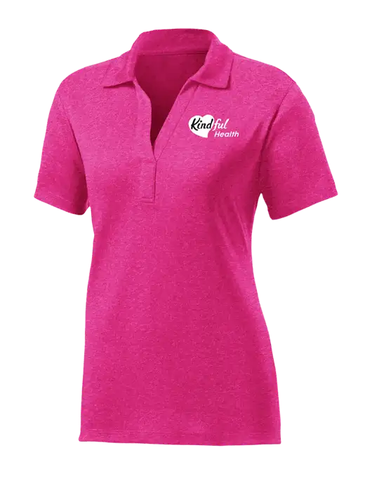 Womens Pink Raspberry Heather Contender Polo w/Kindful Health Logo