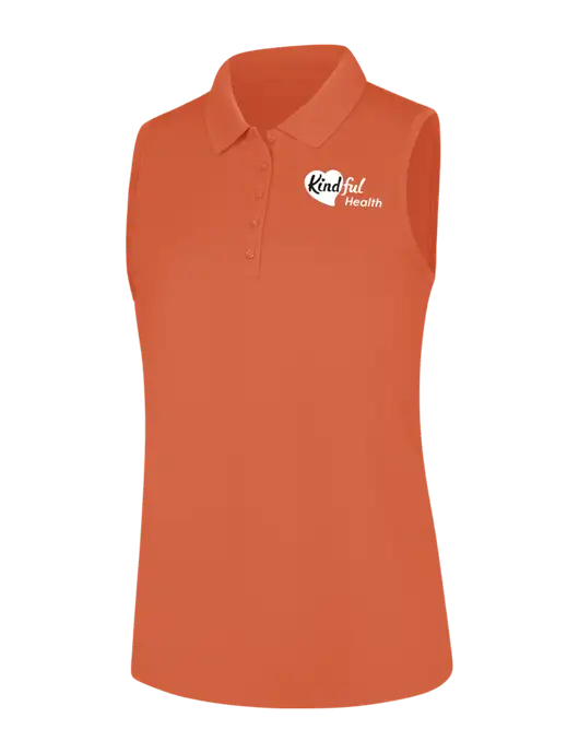 Womens Coral Dry Zone UV Micro-Mesh Sleeveless Polo w/Kindful Health Logo