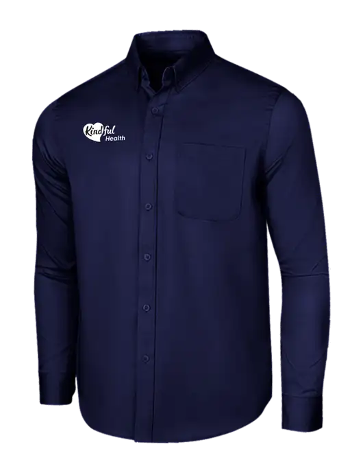 Long Sleeve Navy Superpro React Twill Shirt w/Kindful Health Logo