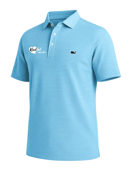 Vineyard Vines Bradley Light Sapphire Stripe Sankaty Polo w/Kindful Health Logo