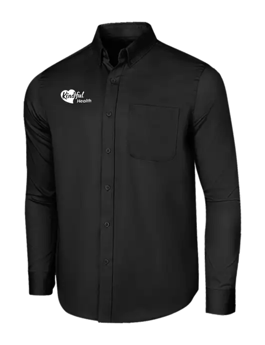 Long Sleeve Deep Black Superpro React Twill Shirt w/Kindful Health Logo