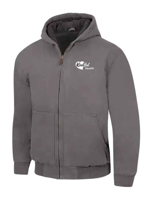 CornerStone Medium Grey Washed Duck Cloth Insulated Hooded Work Jacket w/Kindful Health Logo