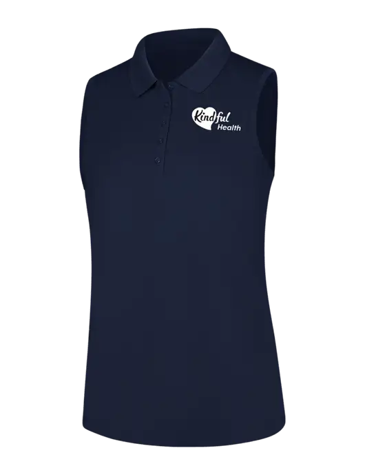 Womens Navy Dry Zone UV Micro-Mesh Sleeveless Polo w/Kindful Health Logo