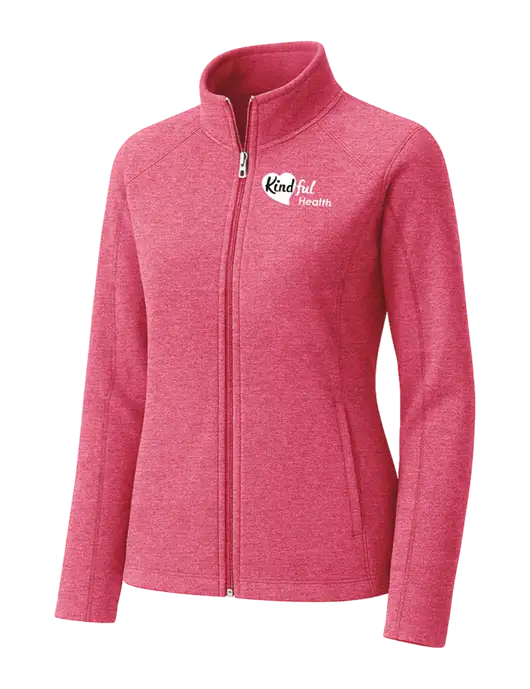 Fuchsia Heather Womens Heather Microfleece Full-Zip Jacket w/Kindful Health Logo