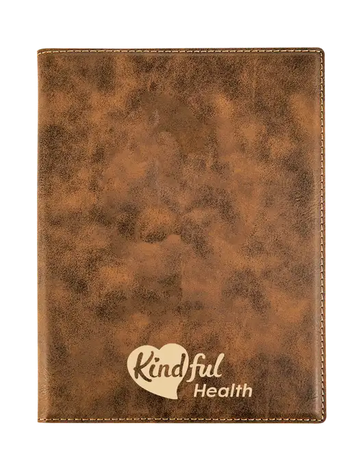 Rustic Leatherette 7 x 9 Portfolio with Notepad w/Kindful Health Logo