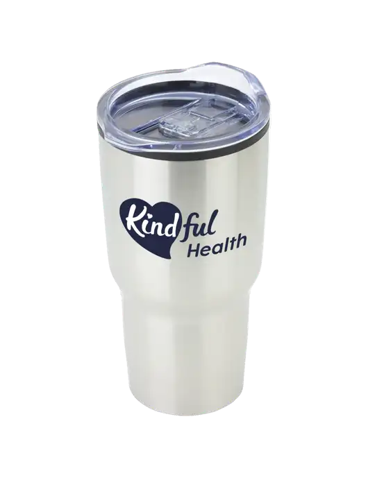 Odyssey Silver 30 oz Travel Tumbler w/Kindful Health Logo