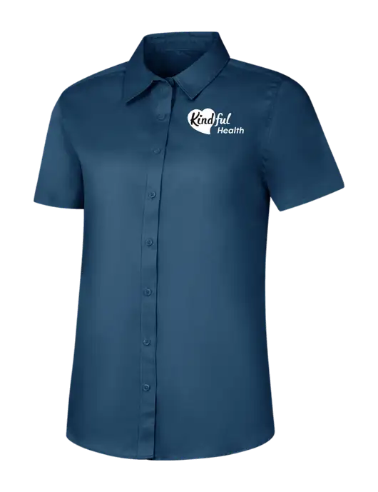 Womens Light Navy Short Sleeve Superpro React Twill Shirt w/Kindful Health Logo