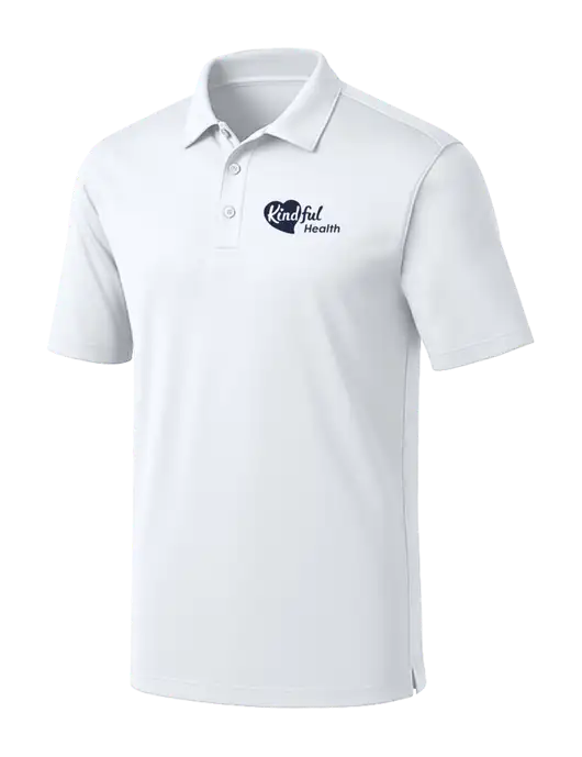 White Silk Touch Performance Polo w/Kindful Health Logo