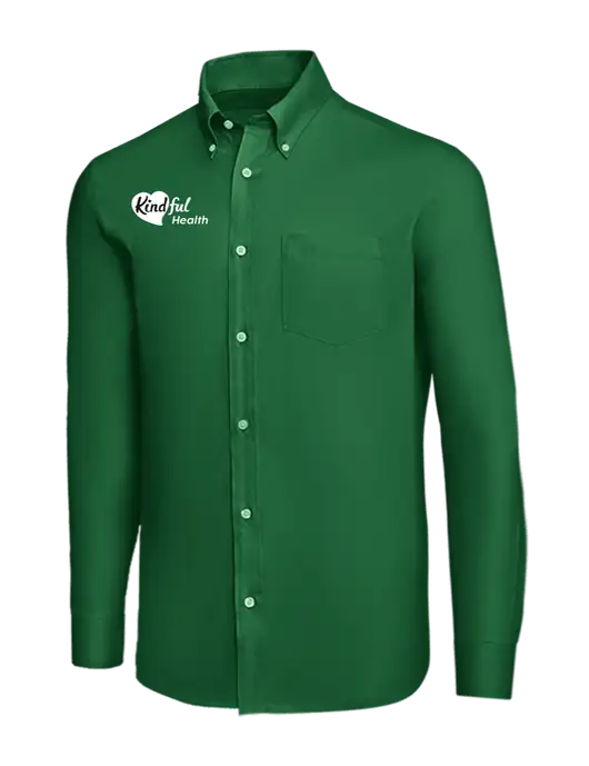 Brooks Brothers Medium Green Wrinkle-Free Stretch Nailhead Shirt w/Kindful Health Logo