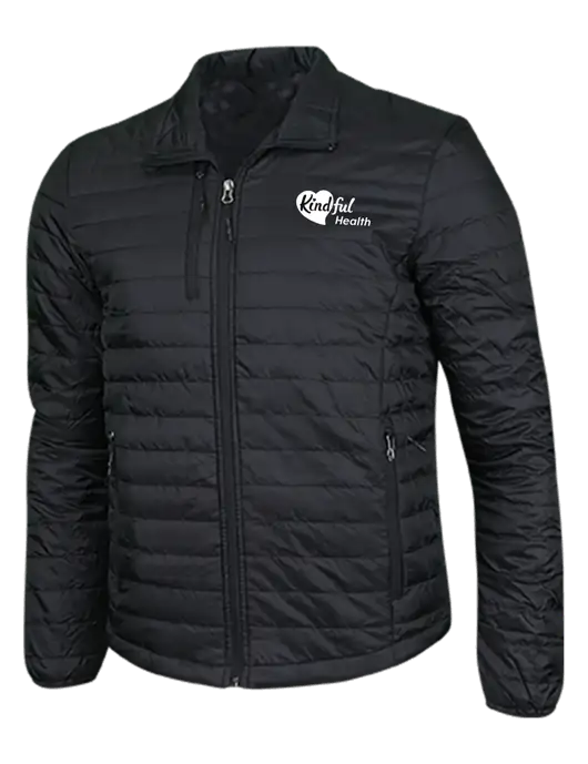 Deep Black Puffy Packable Jacket w/Kindful Health Logo