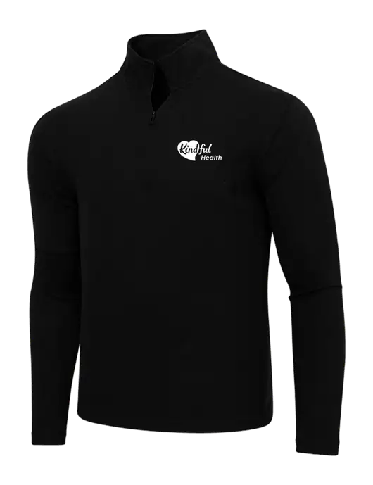 Adidas  Black Melange 3 Stripes Quarter Zip Sweater w/Kindful Health Logo