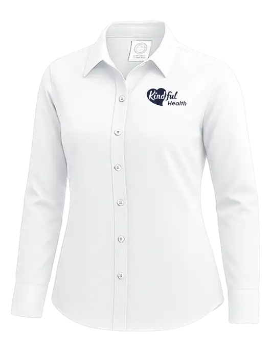 Brooks Brothers Womens White Wrinkle-Free Stretch Nailhead Shirt w/Kindful Health Logo