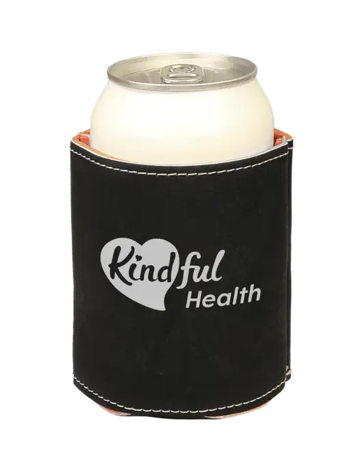 Black Leatherette Beverage Holder w/Kindful Health Logo