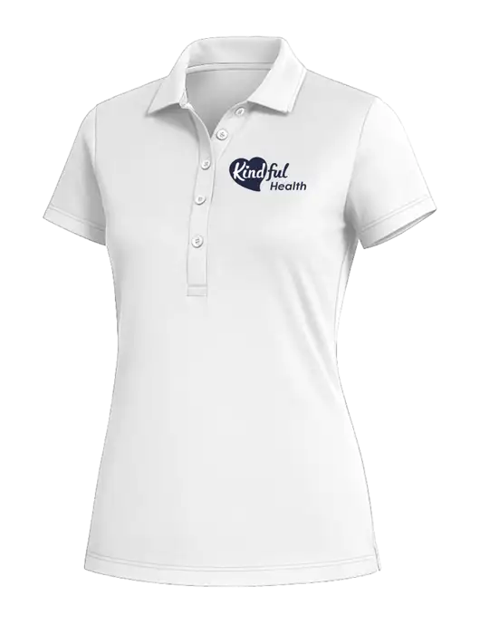 Fairway & Greene Womens White Claire Tech Polo w/Kindful Health Logo