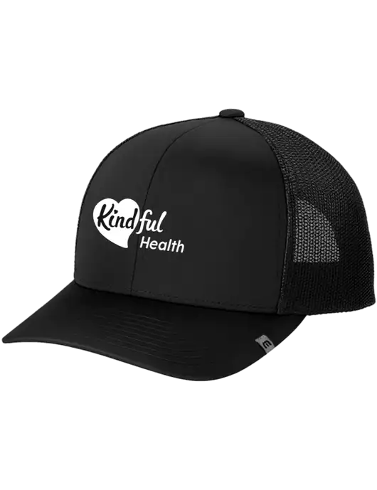 TravisMathew Black Cruz Trucker Cap w/Kindful Health Logo