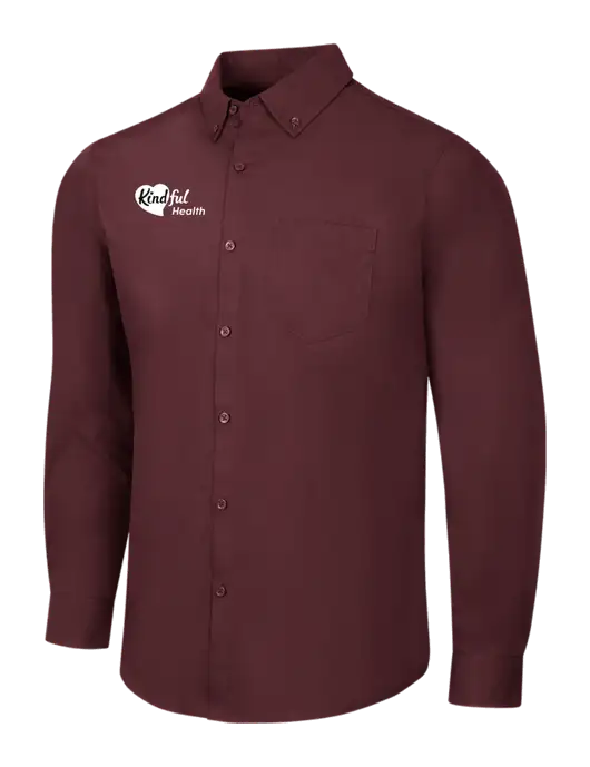Maroon Long Sleeve Carefree Poplin Shirt w/Kindful Health Logo