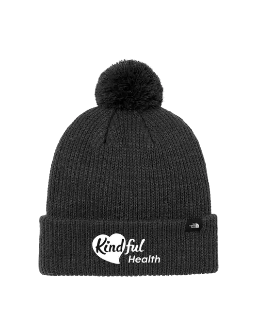 The North Face Black Heather Pom Beanie w/Kindful Health Logo
