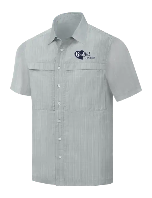 Light Grey Crosshatch Short Sleeve UV Daybreak Shirt w/Kindful Health Logo