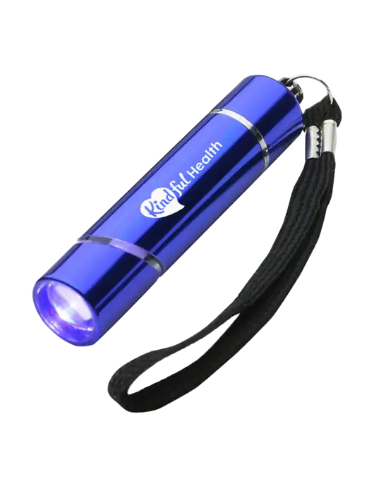 Blue Aluminum Scope LED Flashlight w/Kindful Health Logo