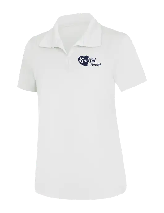 Womens White Micropique Sport-Wick Polo w/Kindful Health Logo